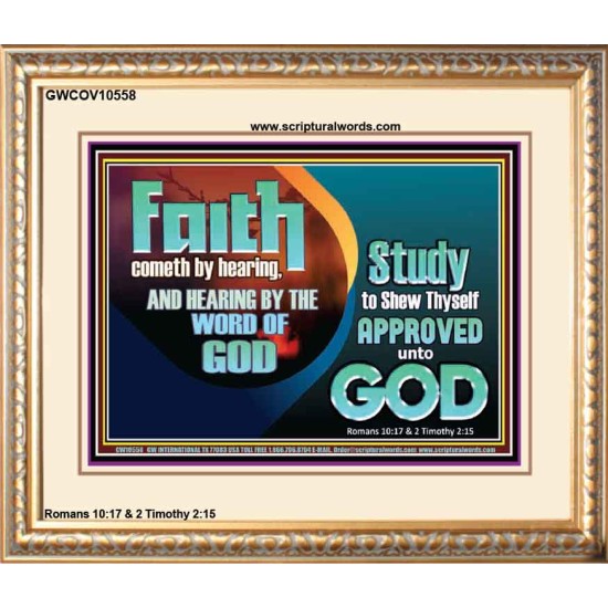 FAITH COMES BY HEARING THE WORD OF CHRIST  Christian Quote Portrait  GWCOV10558  