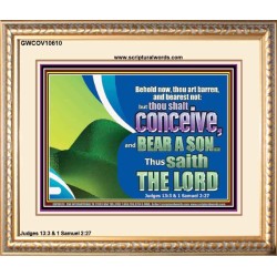 BEHOLD NOW THOU SHALL CONCEIVE  Custom Christian Artwork Portrait  GWCOV10610  "23x18"