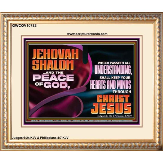 JEHOVAH SHALOM THE PEACE OF GOD KEEP YOUR HEARTS AND MINDS  Bible Verse Wall Art Portrait  GWCOV10782  