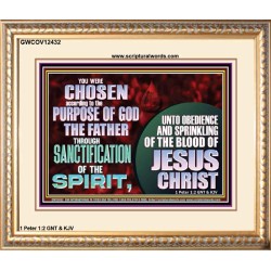 CHOSEN ACCORDING TO THE PURPOSE OF GOD THE FATHER THROUGH SANCTIFICATION OF THE SPIRIT  Church Portrait  GWCOV12432  "23x18"