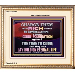 GOOD FOUNDATION AGAINST THE TIME TO COME  Scriptural Portrait Glass Portrait  GWCOV12982  "23x18"