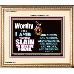 LAMB OF GOD GIVES STRENGTH AND BLESSING  Sanctuary Wall Portrait  GWCOV9554c  "23x18"