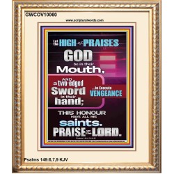 PRAISE HIM AND WITH TWO EDGED SWORD TO EXECUTE VENGEANCE  Bible Verse Portrait  GWCOV10060  "18X23"