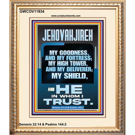 JEHOVAH JIREH MY GOODNESS MY FORTRESS MY HIGH TOWER MY DELIVERER MY SHIELD  Sanctuary Wall Portrait  GWCOV11934  