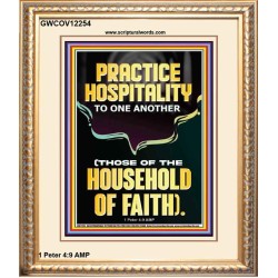 PRACTICE HOSPITALITY TO ONE ANOTHER  Contemporary Christian Wall Art Portrait  GWCOV12254  "18X23"
