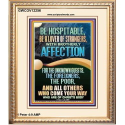 BE HOSPITABLE BE A LOVER OF STRANGERS WITH BROTHERLY AFFECTION  Christian Wall Art  GWCOV12256  "18X23"