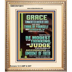 GRACE UNMERITED FAVOR OF GOD BE MODEST IN YOUR THINKING AND JUDGE YOURSELF  Christian Portrait Wall Art  GWCOV13011  "18X23"