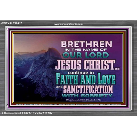 CONTINUE IN FAITH LOVE AND SANCTIFICATION WITH SOBRIETY  Unique Scriptural Acrylic Frame  GWEXALT10417  