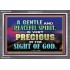 GENTLE AND PEACEFUL SPIRIT VERY PRECIOUS IN GOD SIGHT  Bible Verses to Encourage  Acrylic Frame  GWEXALT10496  "33X25"