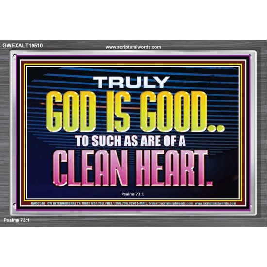 TRULY GOD IS GOOD TO THOSE WITH CLEAN HEART  Scriptural Portrait Acrylic Frame  GWEXALT10510  