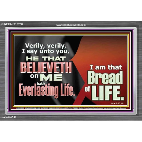 HE THAT BELIEVETH ON ME HATH EVERLASTING LIFE  Contemporary Christian Wall Art  GWEXALT10758  