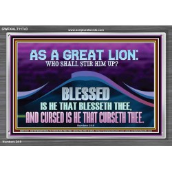 AS A GREAT LION WHO SHALL STIR HIM UP  Scriptural Portrait Glass Acrylic Frame  GWEXALT11743  