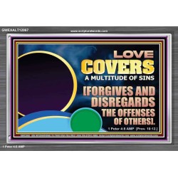 FORGIVES AND DISREGARDS THE OFFENSES OF OTHERS  Religious Wall Art Acrylic Frame  GWEXALT12067  "33X25"