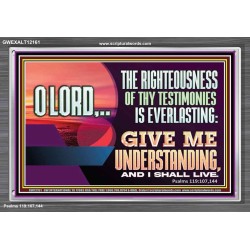 THE RIGHTEOUSNESS OF THY TESTIMONIES IS EVERLASTING O LORD  Bible Verses Acrylic Frame Art  GWEXALT12161  "33X25"