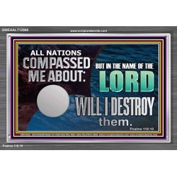 IN THE NAME OF THE LORD WILL I DESTROY THEM  Biblical Paintings Acrylic Frame  GWEXALT12966  "33X25"