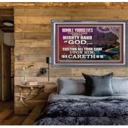 CASTING YOUR CARE UPON HIM FOR HE CARETH FOR YOU  Sanctuary Wall Acrylic Frame  GWEXALT10424  "33X25"