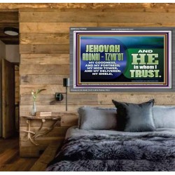 JEHOVAI ADONAI - TZVA'OT OUR GOODNESS FORTRESS HIGH TOWER DELIVERER AND SHIELD  Christian Quote Acrylic Frame  GWEXALT10754  "33X25"