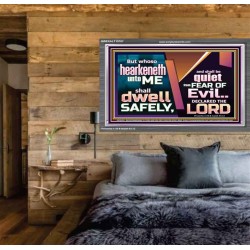 WHOSO HEARKENETH UNTO THE LORD SHALL DWELL SAFELY  Christian Artwork  GWEXALT10767  "33X25"