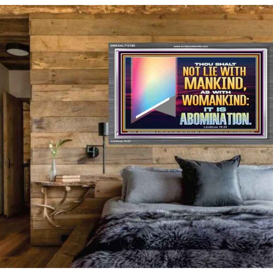 THOU SHALT NOT LIE WITH MANKIND AS WITH WOMANKIND IT IS ABOMINATION  Bible Verse for Home Acrylic Frame  GWEXALT12169  