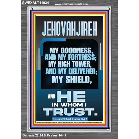 JEHOVAH JIREH MY GOODNESS MY FORTRESS MY HIGH TOWER MY DELIVERER MY SHIELD  Sanctuary Wall Portrait  GWEXALT11934  