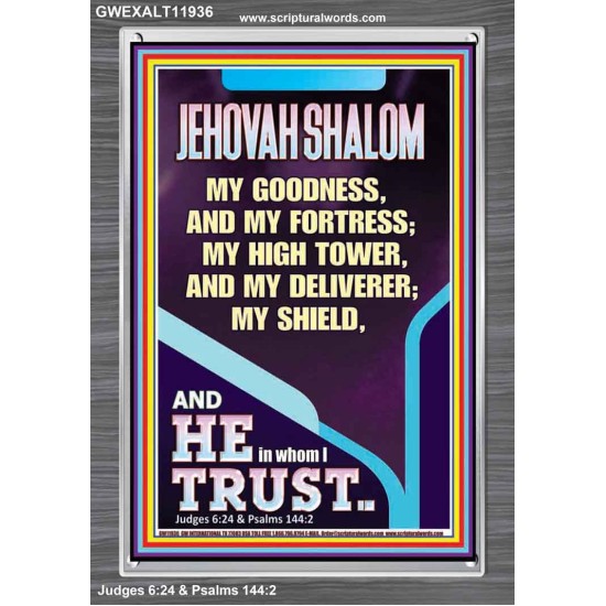 JEHOVAH SHALOM MY GOODNESS MY FORTRESS MY HIGH TOWER MY DELIVERER MY SHIELD  Unique Scriptural Portrait  GWEXALT11936  