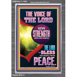 THE VOICE OF THE LORD GIVE STRENGTH UNTO HIS PEOPLE  Bible Verses Portrait  GWEXALT11983  