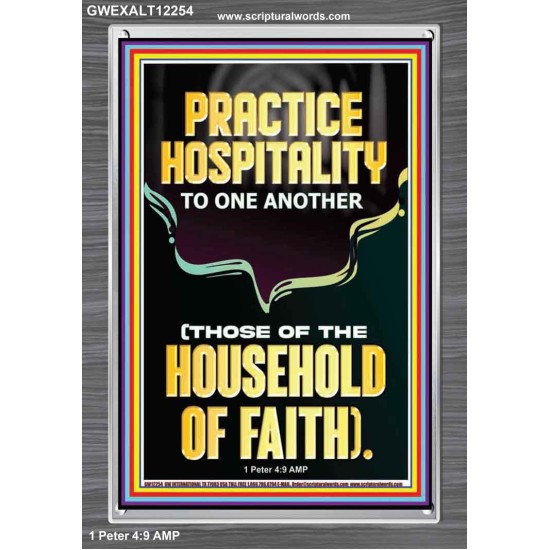 PRACTICE HOSPITALITY TO ONE ANOTHER  Contemporary Christian Wall Art Portrait  GWEXALT12254  