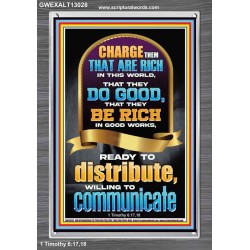 BE RICH IN GOOD WORKS READY TO DISTRIBUTE WILLING TO COMMUNICATE  Bible Verse Portrait  GWEXALT13028  