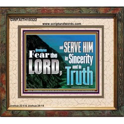 SERVE THE LORD IN SINCERITY AND TRUTH  Custom Inspiration Bible Verse Portrait  GWFAITH10322  