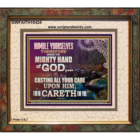 CASTING YOUR CARE UPON HIM FOR HE CARETH FOR YOU  Sanctuary Wall Portrait  GWFAITH10424  