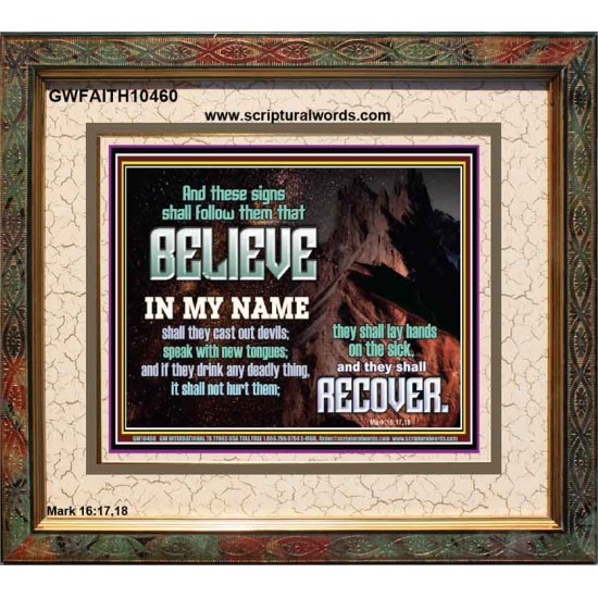 IN MY NAME SHALL THEY CAST OUT DEVILS  Christian Quotes Portrait  GWFAITH10460  