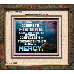 HE THAT COVERETH HIS SIN SHALL NOT PROSPER  Contemporary Christian Wall Art  GWFAITH10466  "18X16"