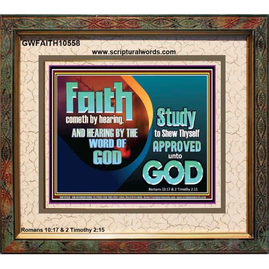FAITH COMES BY HEARING THE WORD OF CHRIST  Christian Quote Portrait  GWFAITH10558  