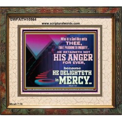 THE LORD DELIGHTETH IN MERCY  Contemporary Christian Wall Art Portrait  GWFAITH10564  "18X16"