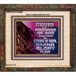 STAGGERED NOT AT THE PROMISE OF GOD  Custom Wall Art  GWFAITH10599  "18X16"