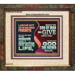 LABOUR NOT FOR THE MEAT WHICH PERISHETH  Bible Verse Portrait  GWFAITH10741  "18X16"