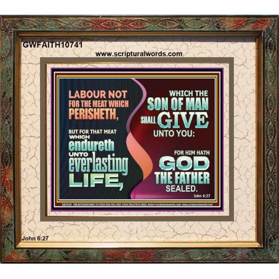 LABOUR NOT FOR THE MEAT WHICH PERISHETH  Bible Verse Portrait  GWFAITH10741  