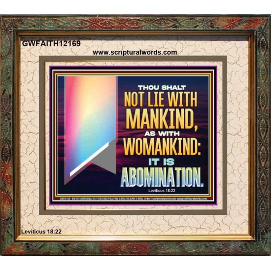 THOU SHALT NOT LIE WITH MANKIND AS WITH WOMANKIND IT IS ABOMINATION  Bible Verse for Home Portrait  GWFAITH12169  