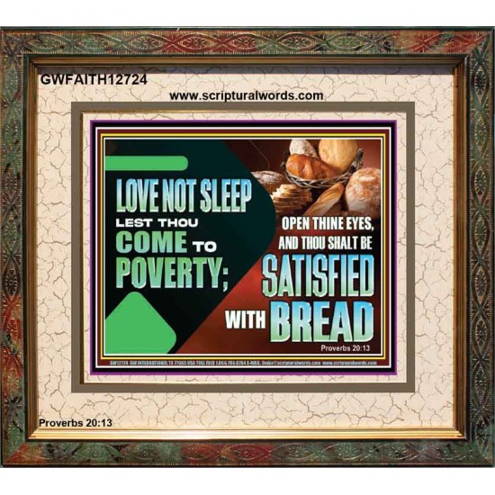 LOVE NOT SLEEP LEST THOU COME TO POVERTY  Bible Verse Art Portrait  GWFAITH12724  