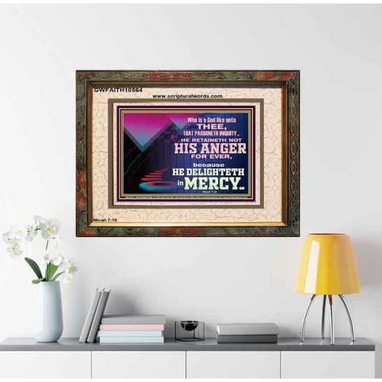 THE LORD DELIGHTETH IN MERCY  Contemporary Christian Wall Art Portrait  GWFAITH10564  
