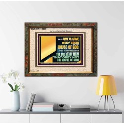 FOR THE TIME IS COME THAT JUDGEMENT MUST BEGIN AT THE HOUSE OF THE LORD  Modern Christian Wall Décor Portrait  GWFAITH12075  "18X16"