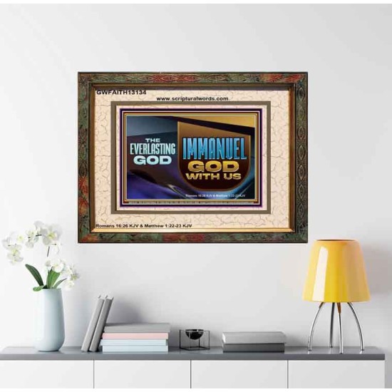 THE EVERLASTING GOD IMMANUEL..GOD WITH US  Contemporary Christian Wall Art Portrait  GWFAITH13134  