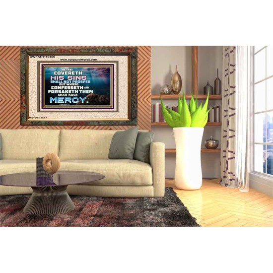 HE THAT COVERETH HIS SIN SHALL NOT PROSPER  Contemporary Christian Wall Art  GWFAITH10466  