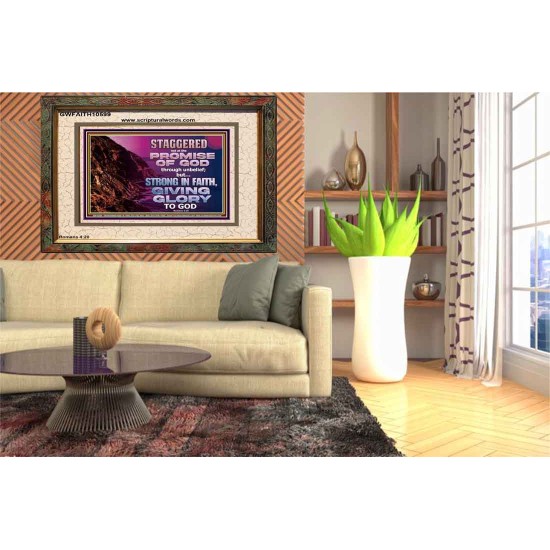 STAGGERED NOT AT THE PROMISE OF GOD  Custom Wall Art  GWFAITH10599  