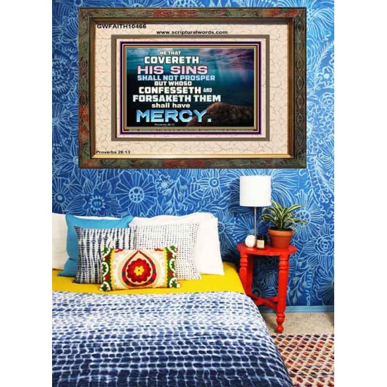 HE THAT COVERETH HIS SIN SHALL NOT PROSPER  Contemporary Christian Wall Art  GWFAITH10466  