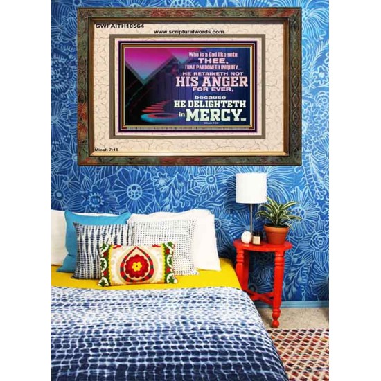 THE LORD DELIGHTETH IN MERCY  Contemporary Christian Wall Art Portrait  GWFAITH10564  