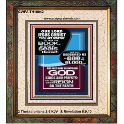 HAS REDEEMED US TO GOD BY THE BLOOD OF THE LAMB  Modern Art Portrait  GWFAITH10042  "16x18"