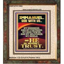 IMMANUEL GOD WITH US MY GOODNESS MY FORTRESS MY HIGH TOWER MY DELIVERER MY SHIELD  Children Room Wall Portrait  GWFAITH11942  "16x18"