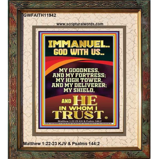 IMMANUEL GOD WITH US MY GOODNESS MY FORTRESS MY HIGH TOWER MY DELIVERER MY SHIELD  Children Room Wall Portrait  GWFAITH11942  