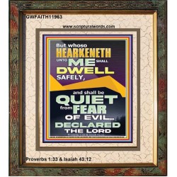 HEARKENETH UNTO ME AND DWELL IN SAFETY  Unique Scriptural Portrait  GWFAITH11963  "16x18"
